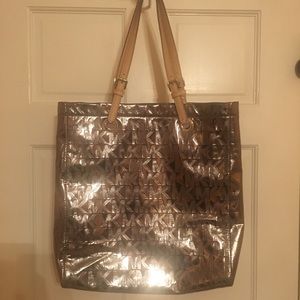Michael Kors Monogram mirror silver tote
